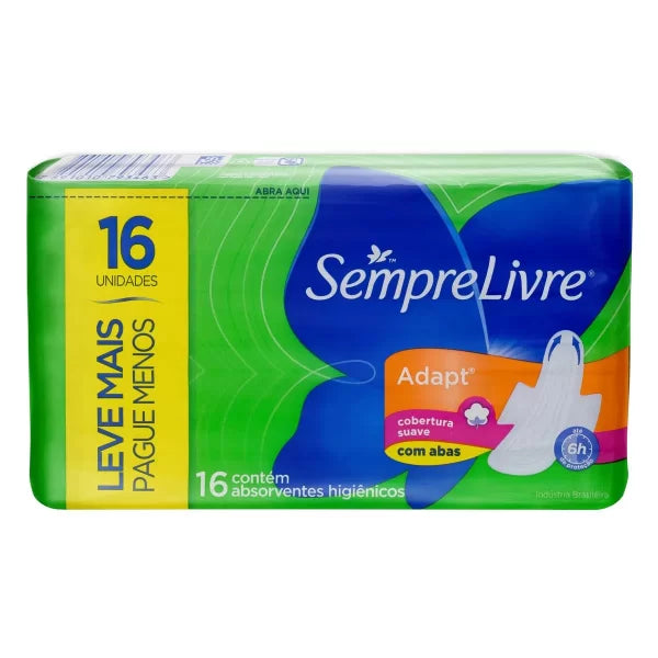 Absorvente Sempre Livre Adapt Suave com Abas - 16 Unidades